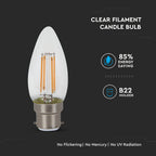 4W C35 Żarówka LED Filament / Klosz Transparentny / Chip SAMSUNG / Barwa:3000K / Trzonek:B22