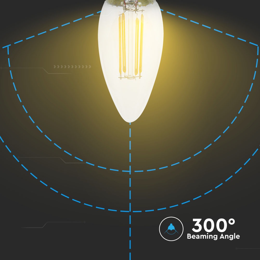 4W C35 Żarówka LED Filament / Klosz Transparentny / Chip SAMSUNG / Barwa:3000K / Trzonek:B22