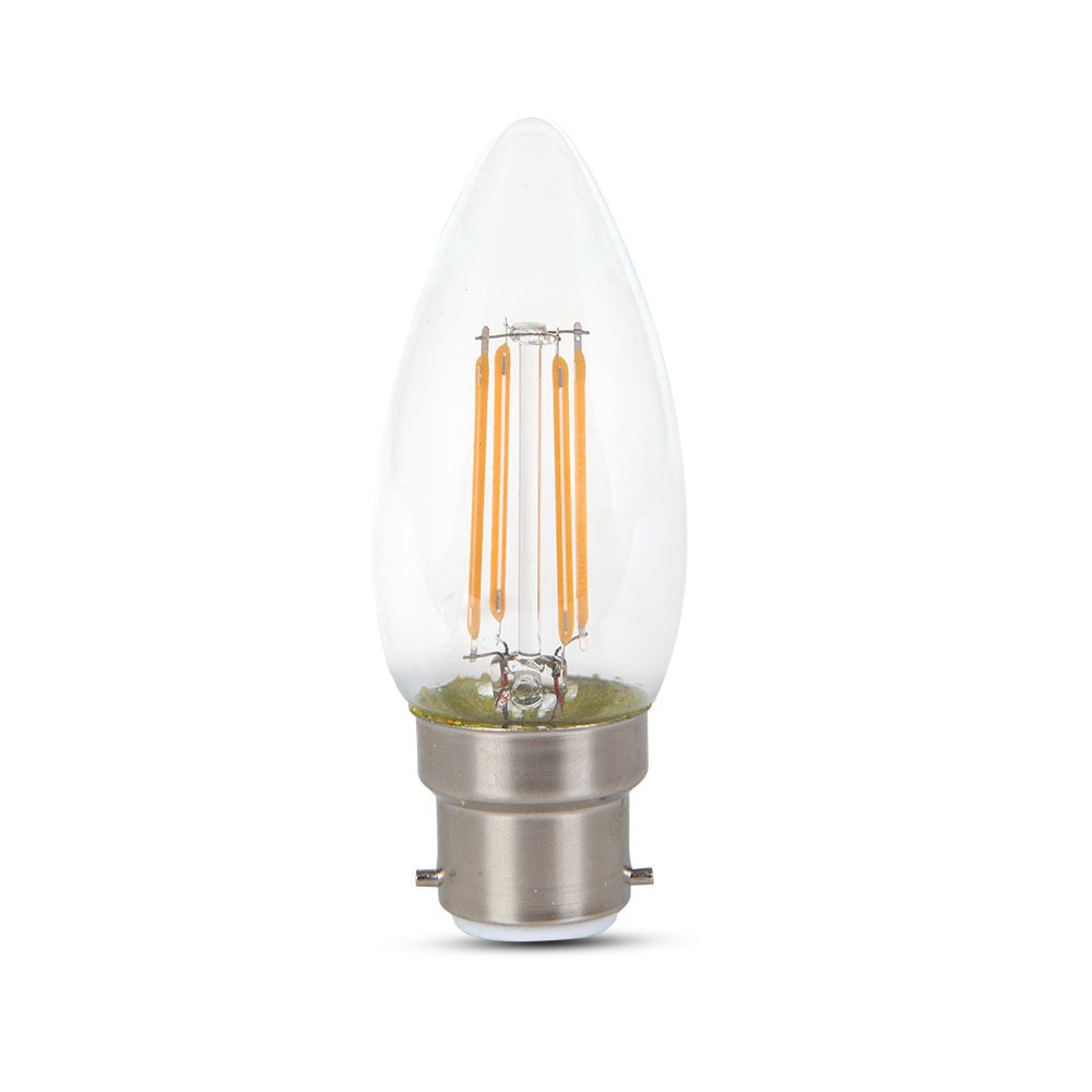 4W C35 Żarówka LED Filament / Klosz Transparentny / Chip SAMSUNG / Barwa:3000K / Trzonek:B22