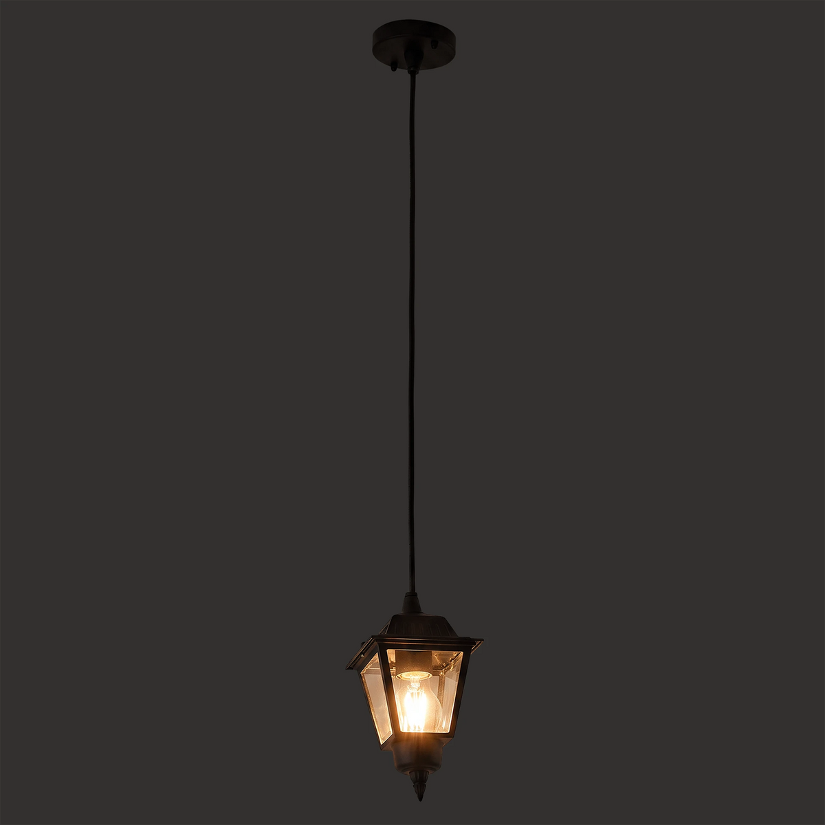 Nowodvorski Lampa wisząca ANA 10W only LED 50/60Hz IP44 - Aluminium lakierowane - Czarny 10500 - lampa włączona