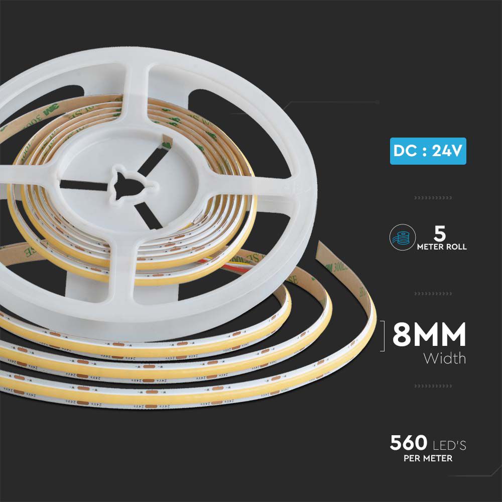 18W Taśma LED COB / Barwa: 3w1 / IP20 / 24V / Szerokość: 8mm