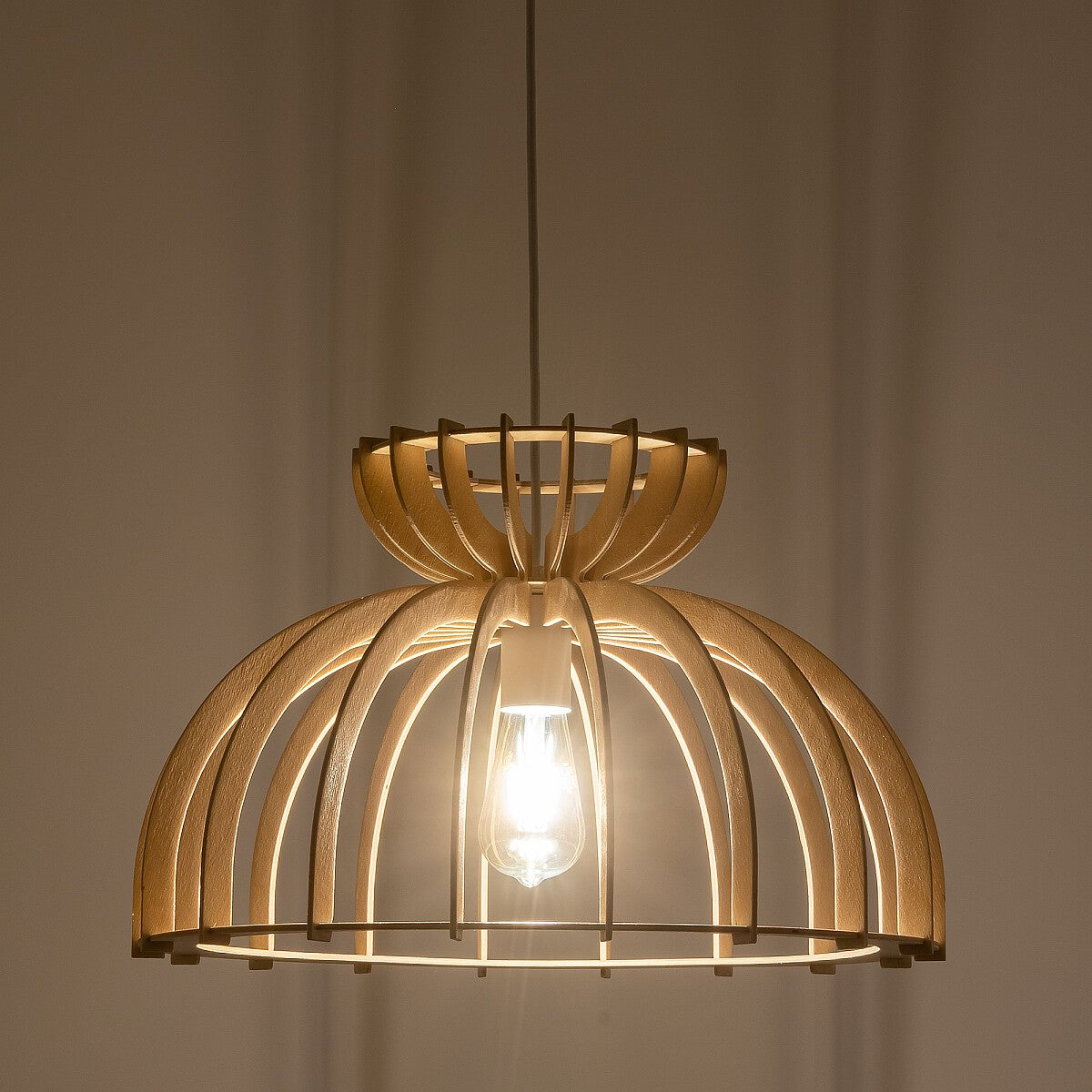 Nowodvorski Lampa wisząca KYMI C 25W only LED 50/60Hz - Sklejka - Naturalne drewno 10572 - lampa włączona