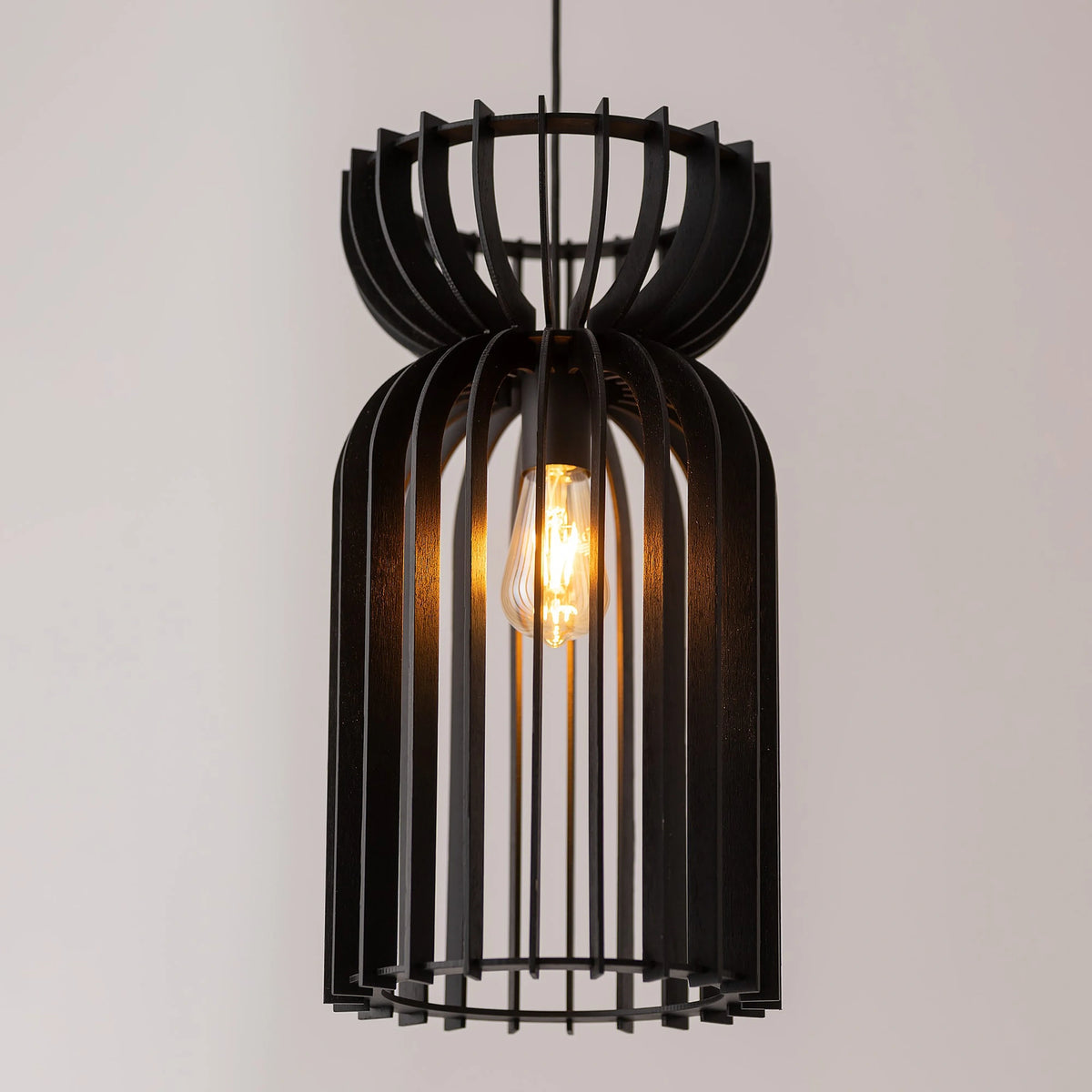 Nowodvorski Lampa wisząca KYMI A 25W only LED 50/60Hz - Sklejka - Czarny 10573 - lampa włączona