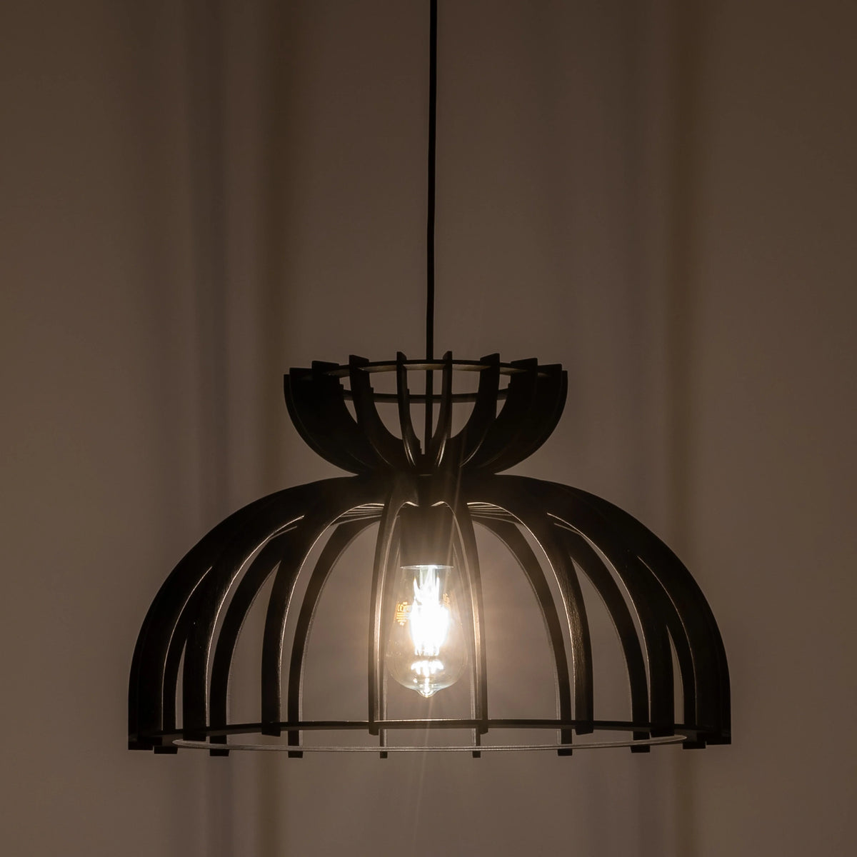 Nowodvorski Lampa wisząca KYMI C 25W only LED 50/60Hz - Sklejka - Czarny 10575 - lampa włączona