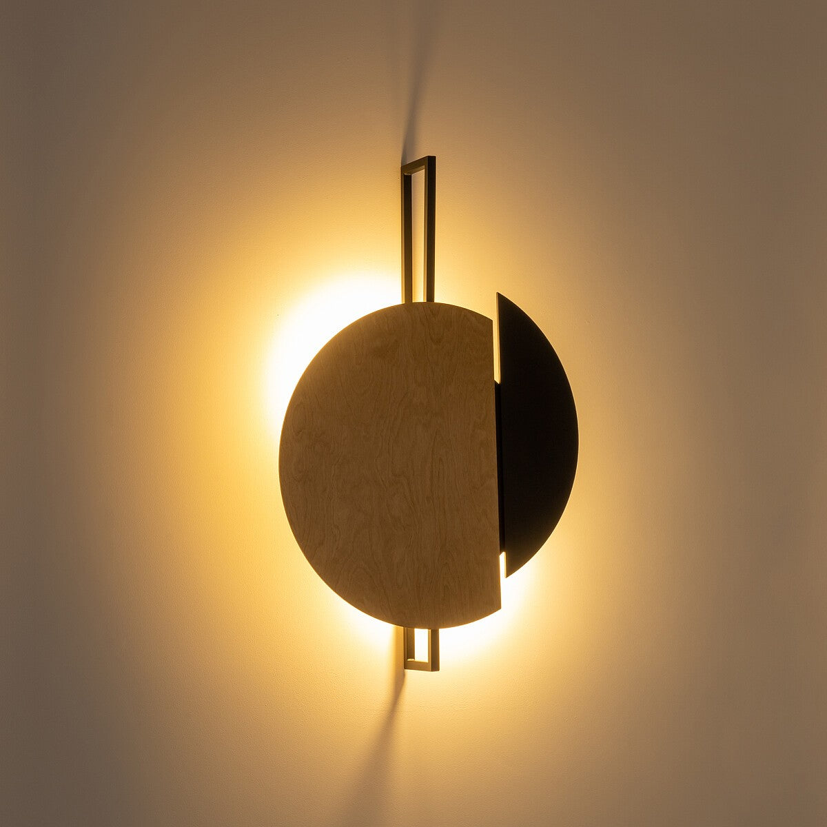 Nowodvorski Kinkiet SUNSET NATURAL C 12W only LED 50/60Hz - Sklejka - Naturalne drewno 10578 - lampa włączona