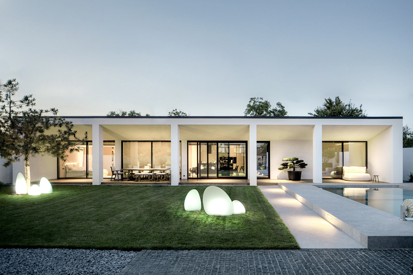 Nowodvorski Lampa stojąca STONE S 25W only LED 50/60Hz IP44 - Tworzywo sztuczne PE - Biały