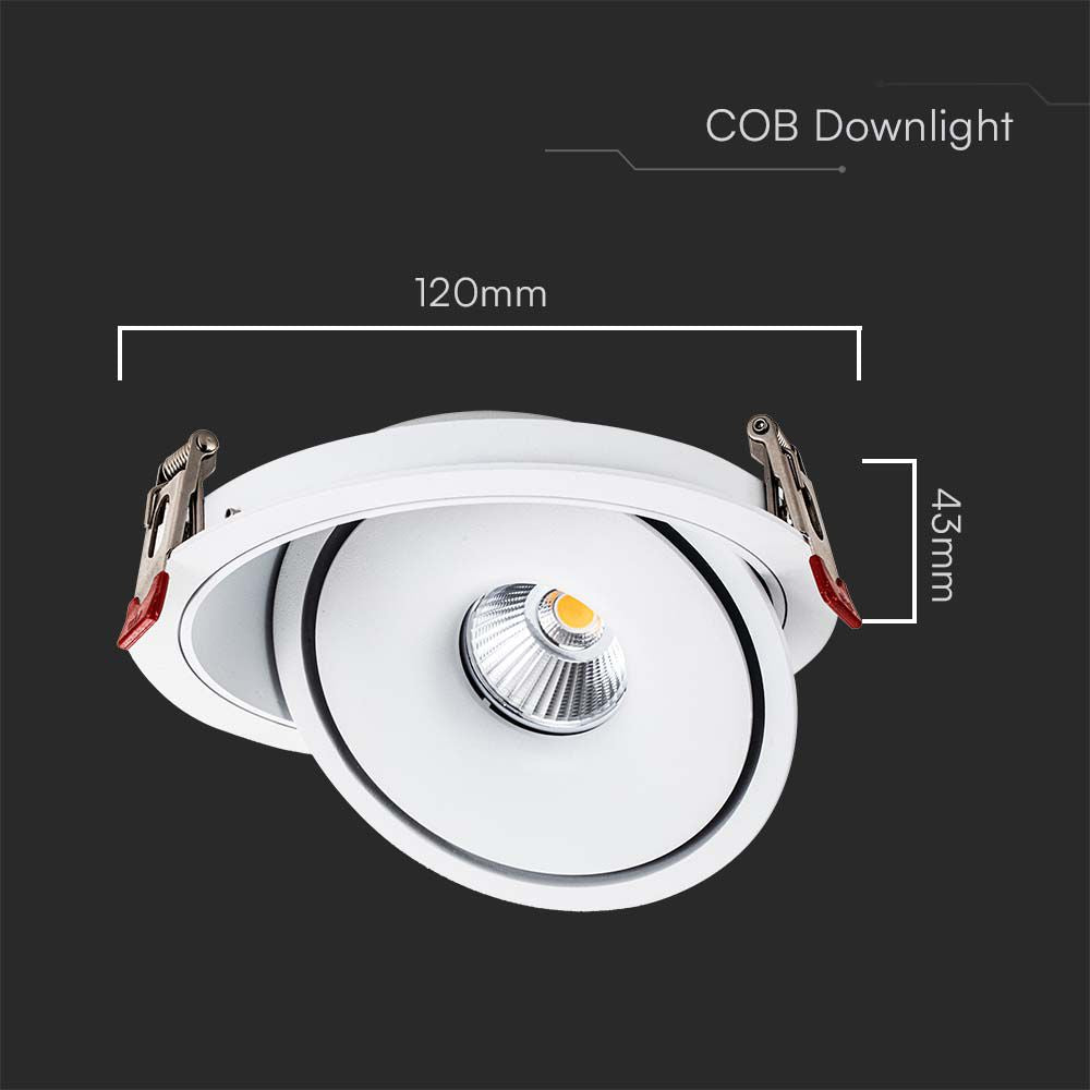 12W Oprawa COB Downlight LED / Barwa: 3w1 / Obudowa: Biała
