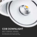12W Oprawa COB Downlight LED / Barwa: 3w1 / Obudowa: Biała