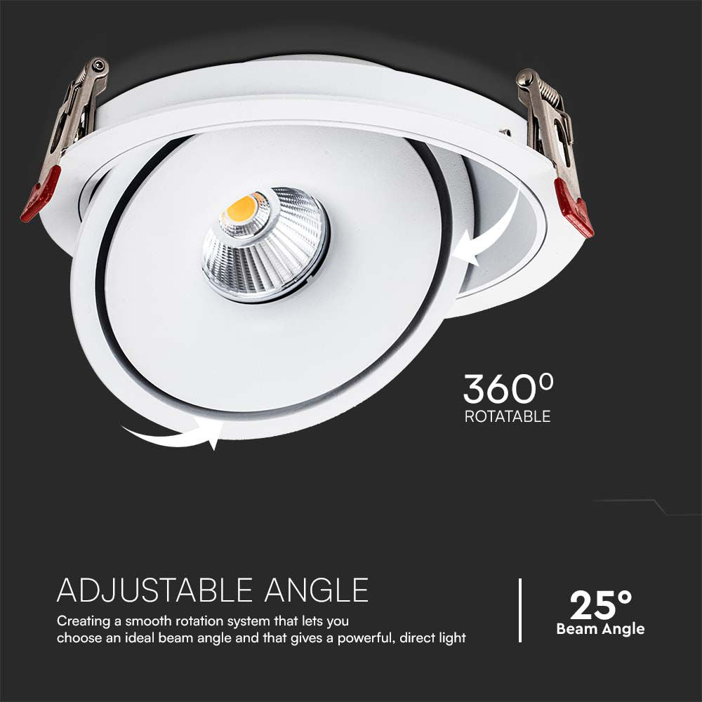 12W Oprawa COB Downlight LED / Barwa: 3w1 / Obudowa: Biała