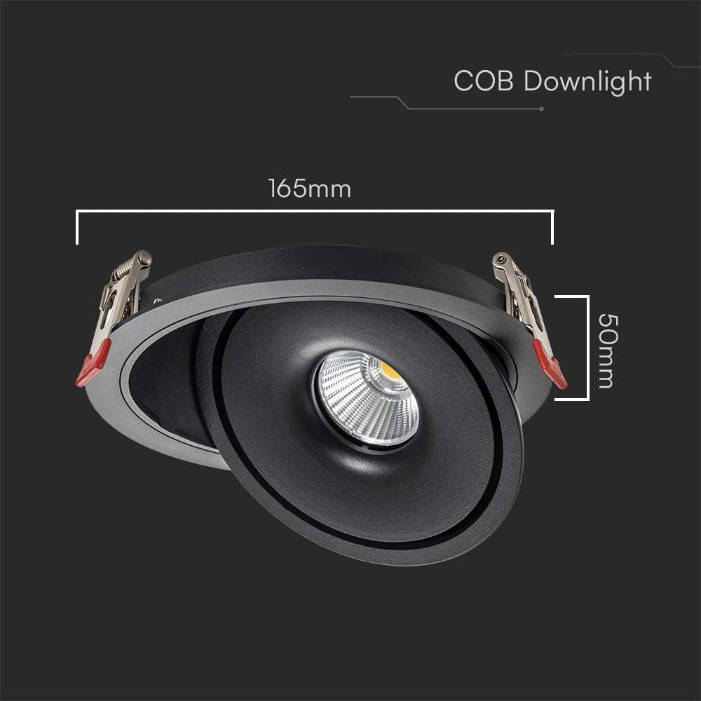 20W Oprawa COB Downlight LED / Barwa: 3w1 / Obudowa: Czarna