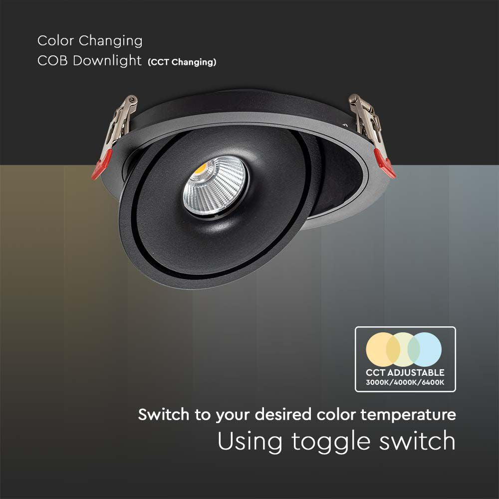 28W Oprawa COB Downlight LED / Barwa: 3w1 / Obudowa: Czarna
