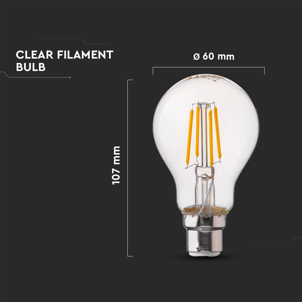 4W A60 Żarówka LED Filament / Klosz Transparentny / Chip SAMSUNG / Barwa:3000K / Trzonek:B22