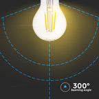 4W A60 Żarówka LED Filament / Klosz Transparentny / Chip SAMSUNG / Barwa:3000K / Trzonek:B22
