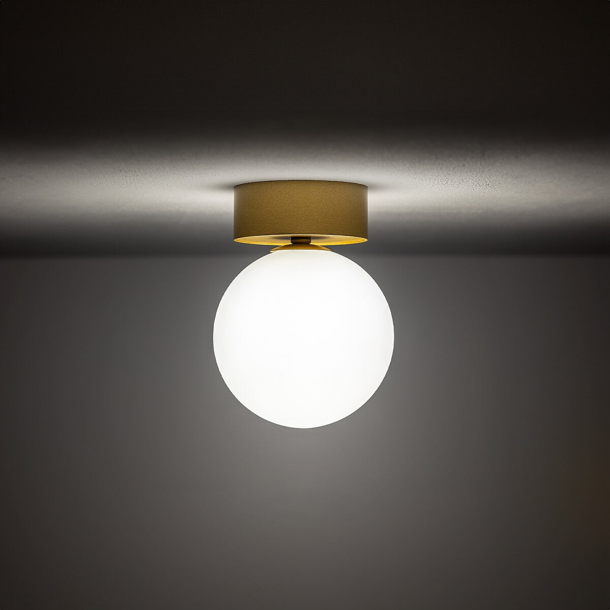 Nowodvorski Lampa przysufitowa KIER S 12W only LED 50/60Hz - Stal lakierowana - Satynowy złoty 10623 - lampa włączona
