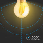 4W A60 Żarówka LED Filament / Klosz Bursztynowy / Chip SAMSUNG / Barwa:2200K / Trzonek:B22