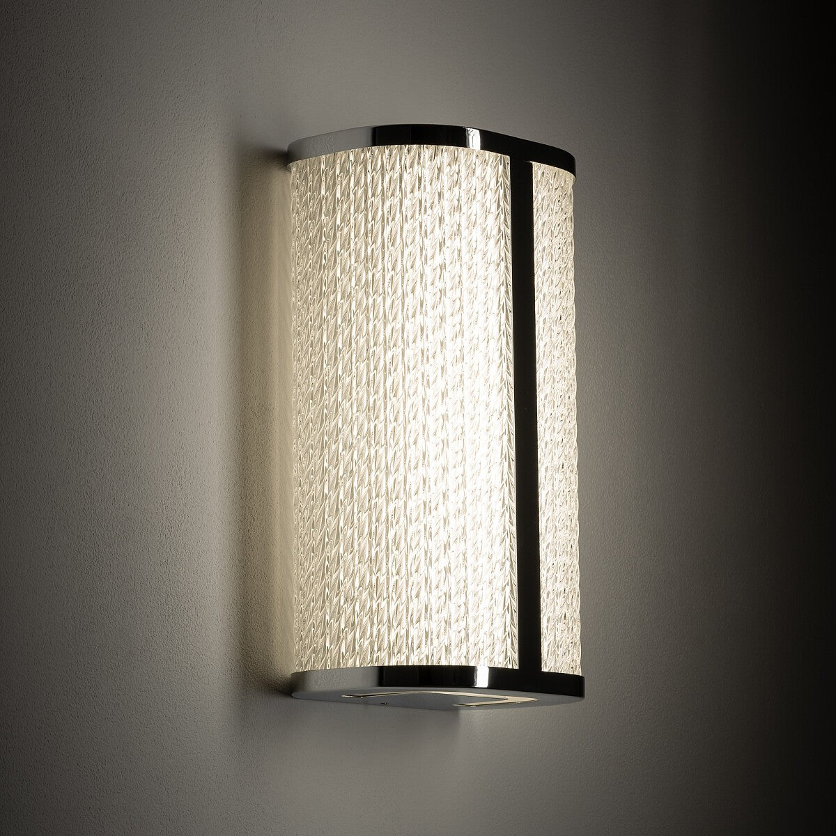 Nowodvorski Kinkiet PALMAS LED 15W 50/60Hz - Aluminium - Chrom 10729 - lampa włączona