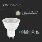 5W GU10 Żarówka LED / Chip SAMSUNG / Barwa:6400K / Trzonek:GU10 / Ściemniana