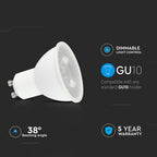 5W GU10 Żarówka LED / Chip SAMSUNG / Barwa:3000K / Trzonek:GU10 / Ściemniana
