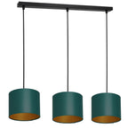 żyrandol Arden listwa, black, cylinder shade dia 180, h 150 green/gold 3xE27