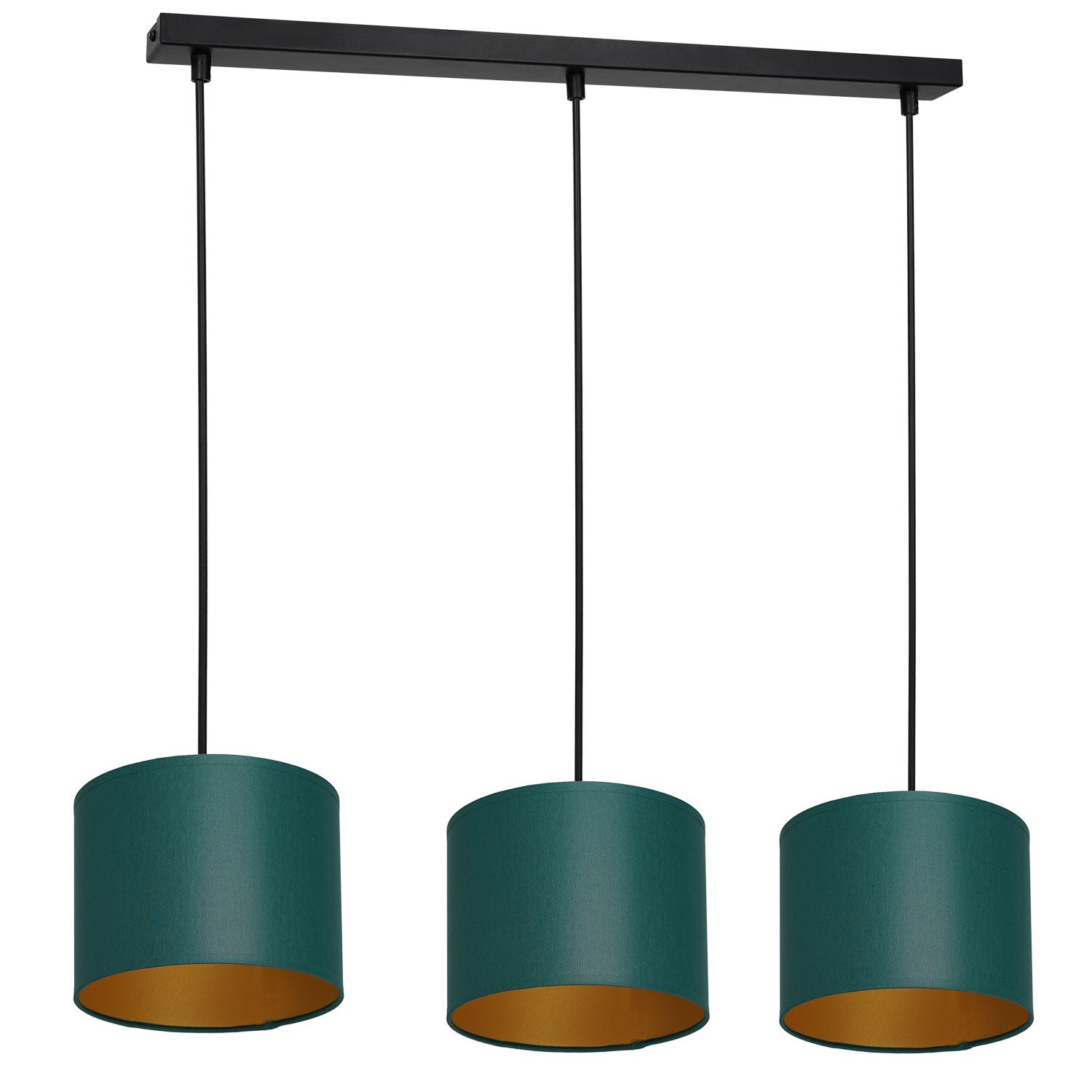 żyrandol Arden listwa, black, cylinder shade dia 180, h 150 green/gold 3xE27