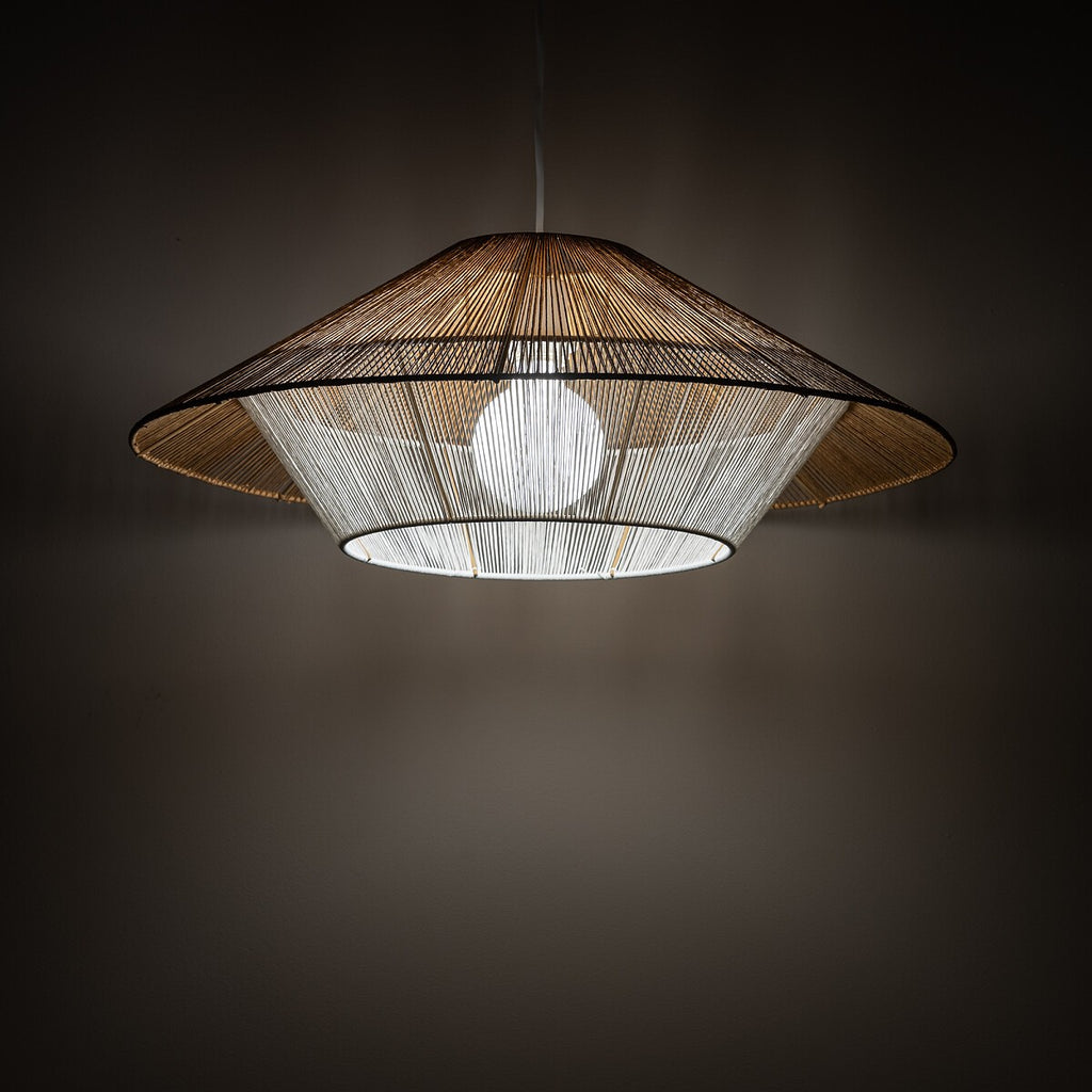 Nowodvorski Lampa wisząca JAPANDI M 25W only LED 50/60Hz - Sznurek papierowy - Naturalne drewno 11157