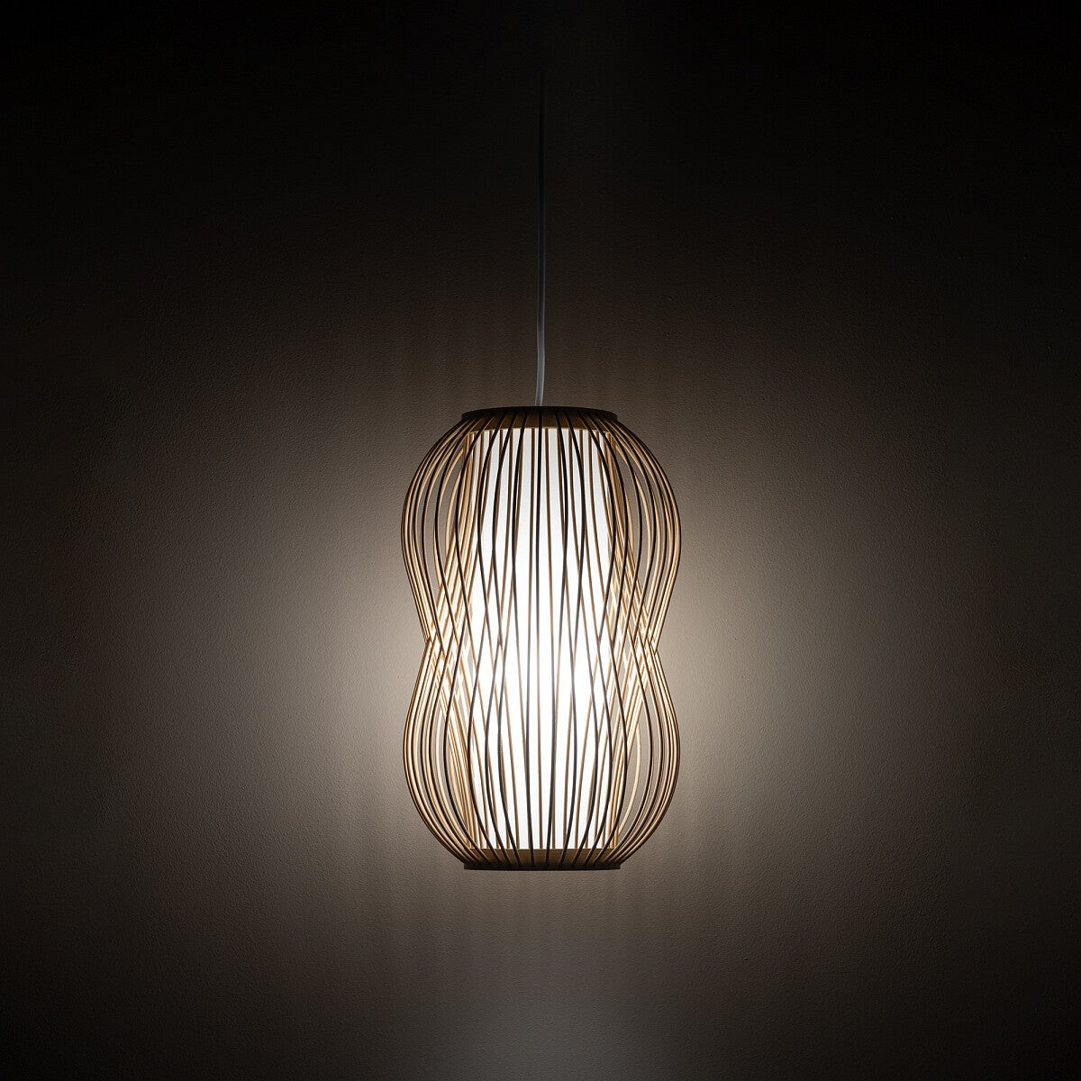 Nowodvorski Lampa wisząca PUKET S 25W only LED 50/60Hz - Bambus - Naturalne drewno 11160 - lampa włączona