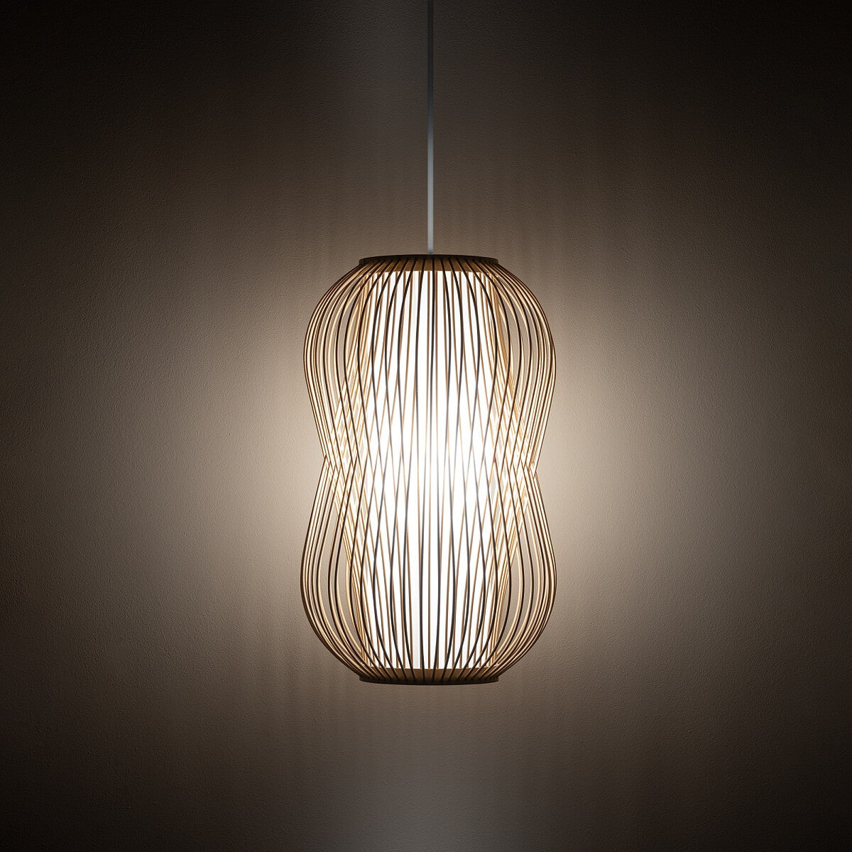 Nowodvorski Lampa wisząca PUKET M 25W only LED 50/60Hz - Bambus - Naturalne drewno 11161 - lampa włączona