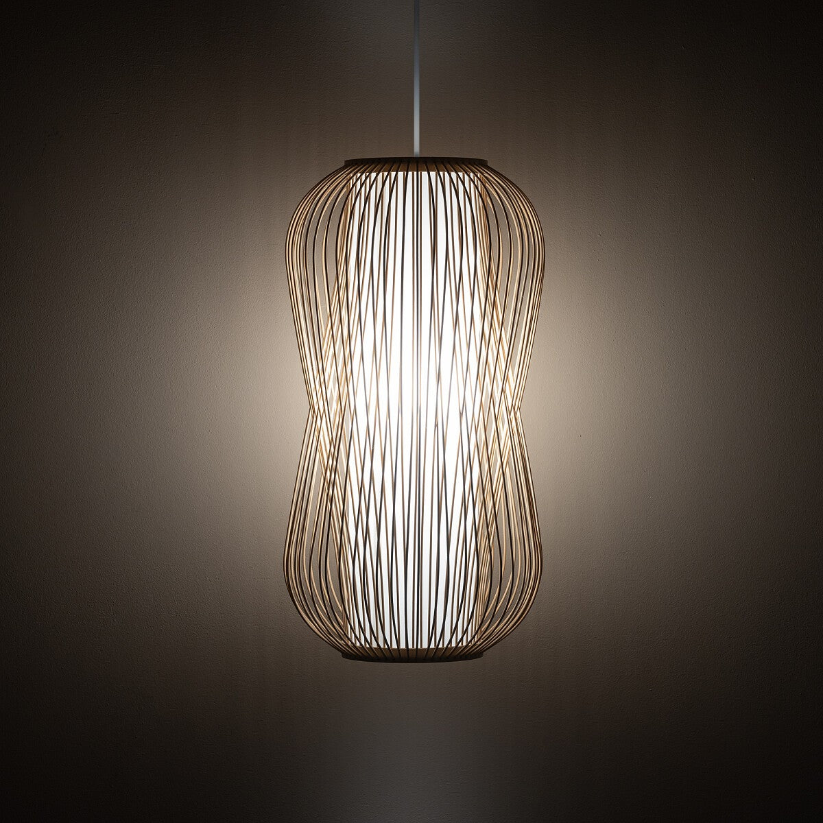 Nowodvorski Lampa wisząca PUKET L 25W only LED 50/60Hz - Bambus - Naturalne drewno 11162 - lampa włączona