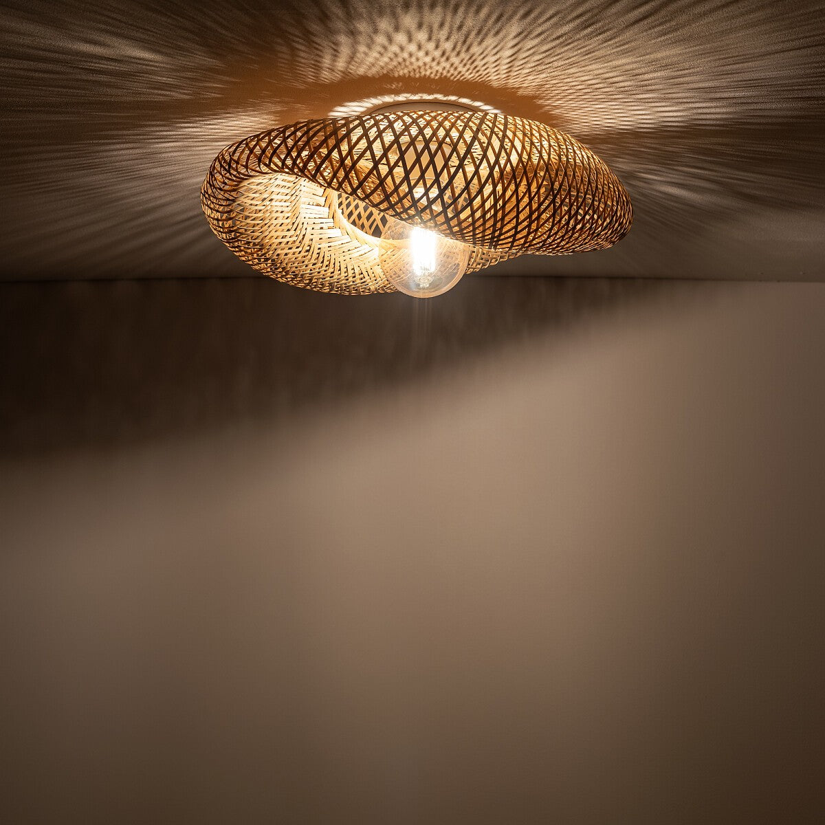 Nowodvorski Lampa przysufitowa HAVANA S 25W only LED 50/60Hz - Bambus - Naturalne drewno 11170 - lampa włączona