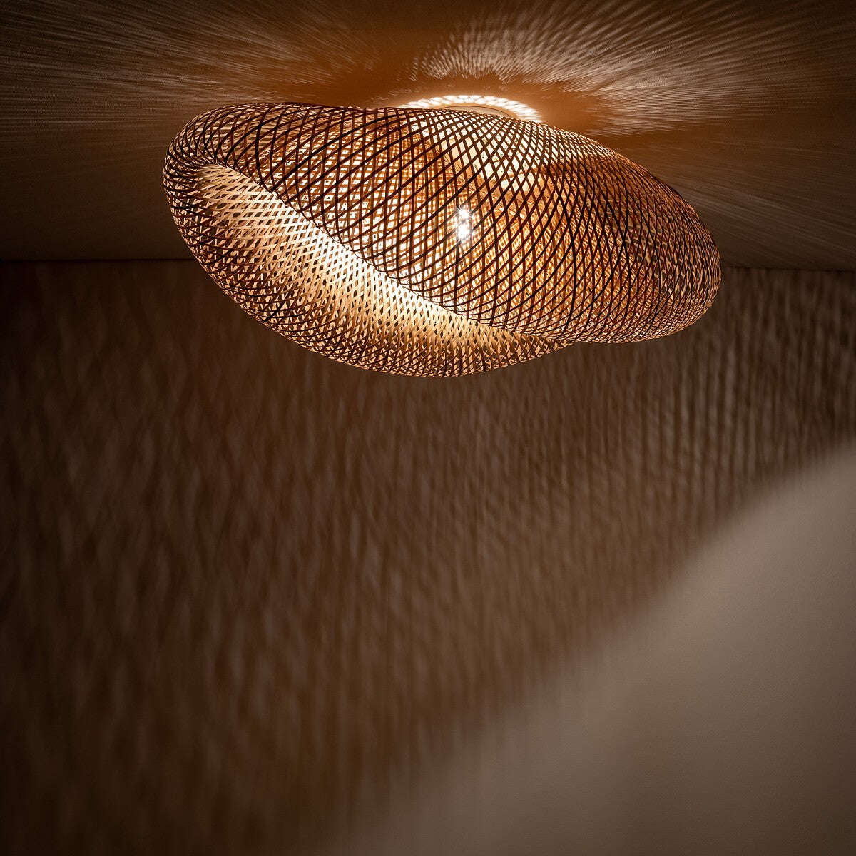 Nowodvorski Lampa przysufitowa HAVANA L 25W only LED 50/60Hz - Bambus - Naturalne drewno 11172 - lampa włączona