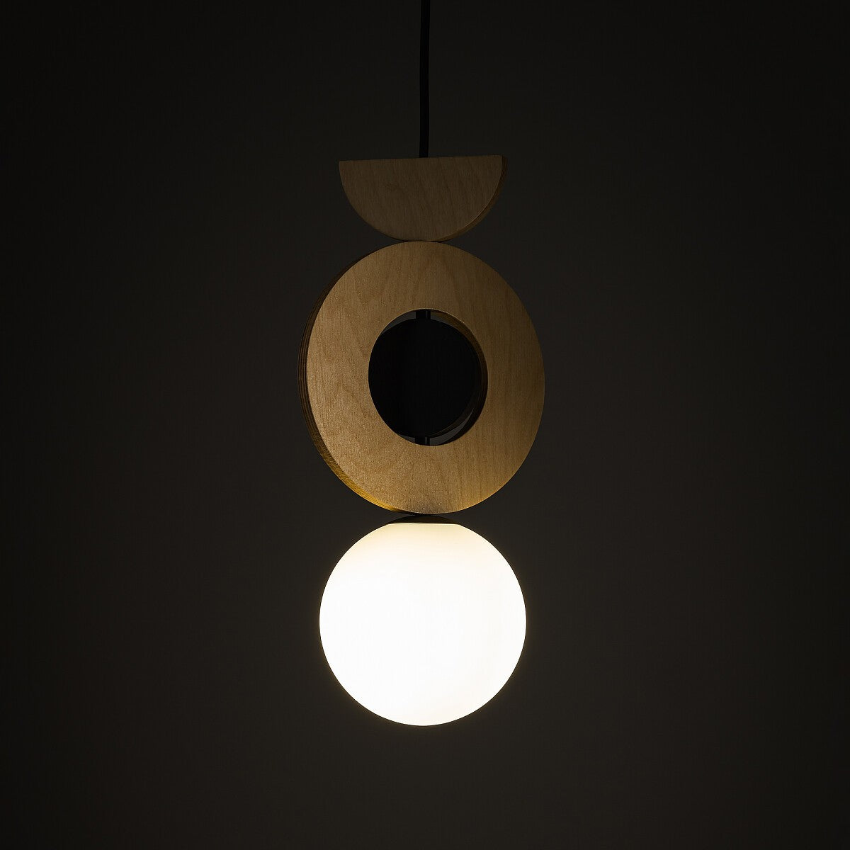 Nowodvorski Lampa wisząca DROPS WOOD B 12W only LED 50/60Hz - Sklejka - Naturalne drewno 11174 - lampa włączona
