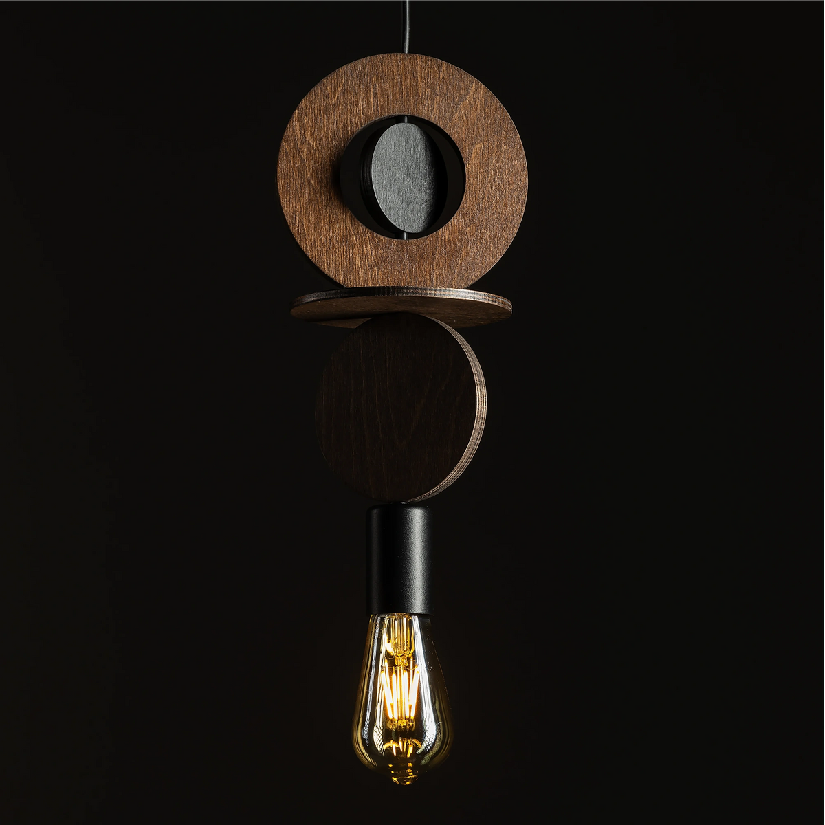 Nowodvorski Lampa wisząca DROPS WOOD C 25W only LED 50/60Hz - Sklejka - Ciemne drewno 11175 - lampa włączona