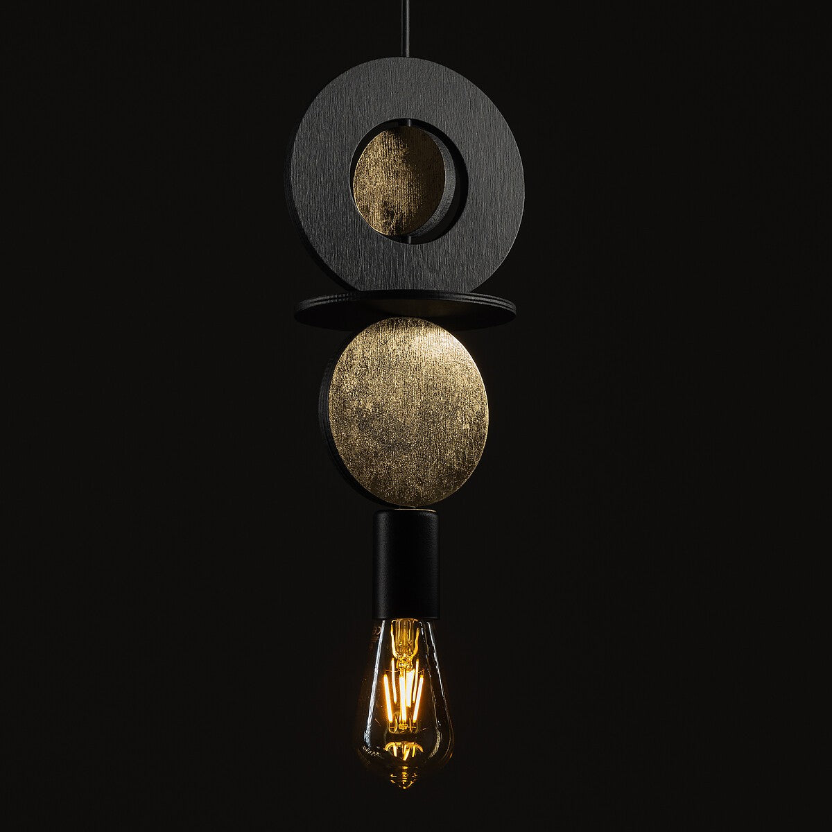 Nowodvorski Lampa wisząca DROPS WOOD E 25W only LED 50/60Hz - Sklejka - Czarny 11177 - lampa włączona
