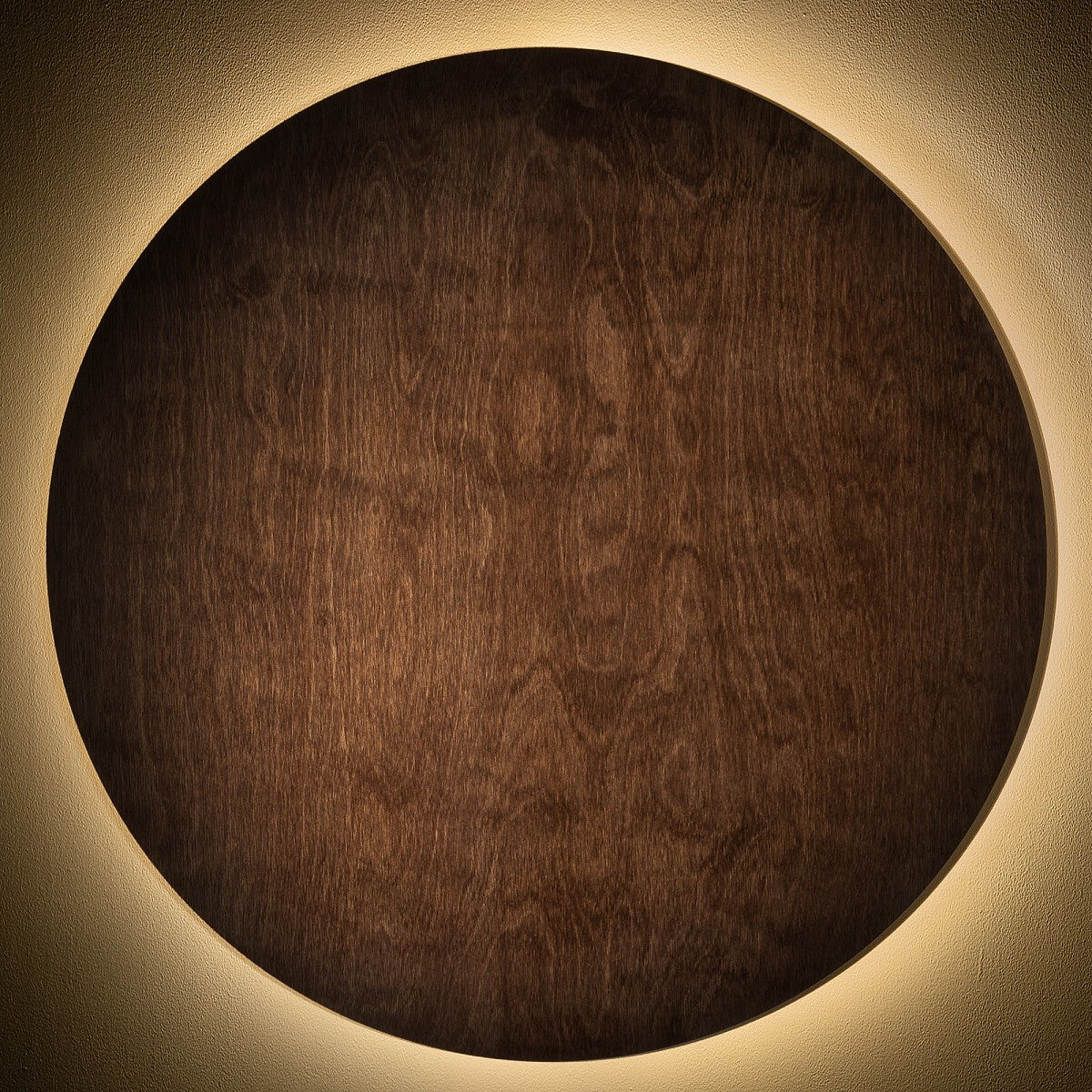 Nowodvorski Kinkiet RING TIMBER LED XXL 22W 50/60Hz - Sklejka - Ciemne drewno 11178 - lampa włączona