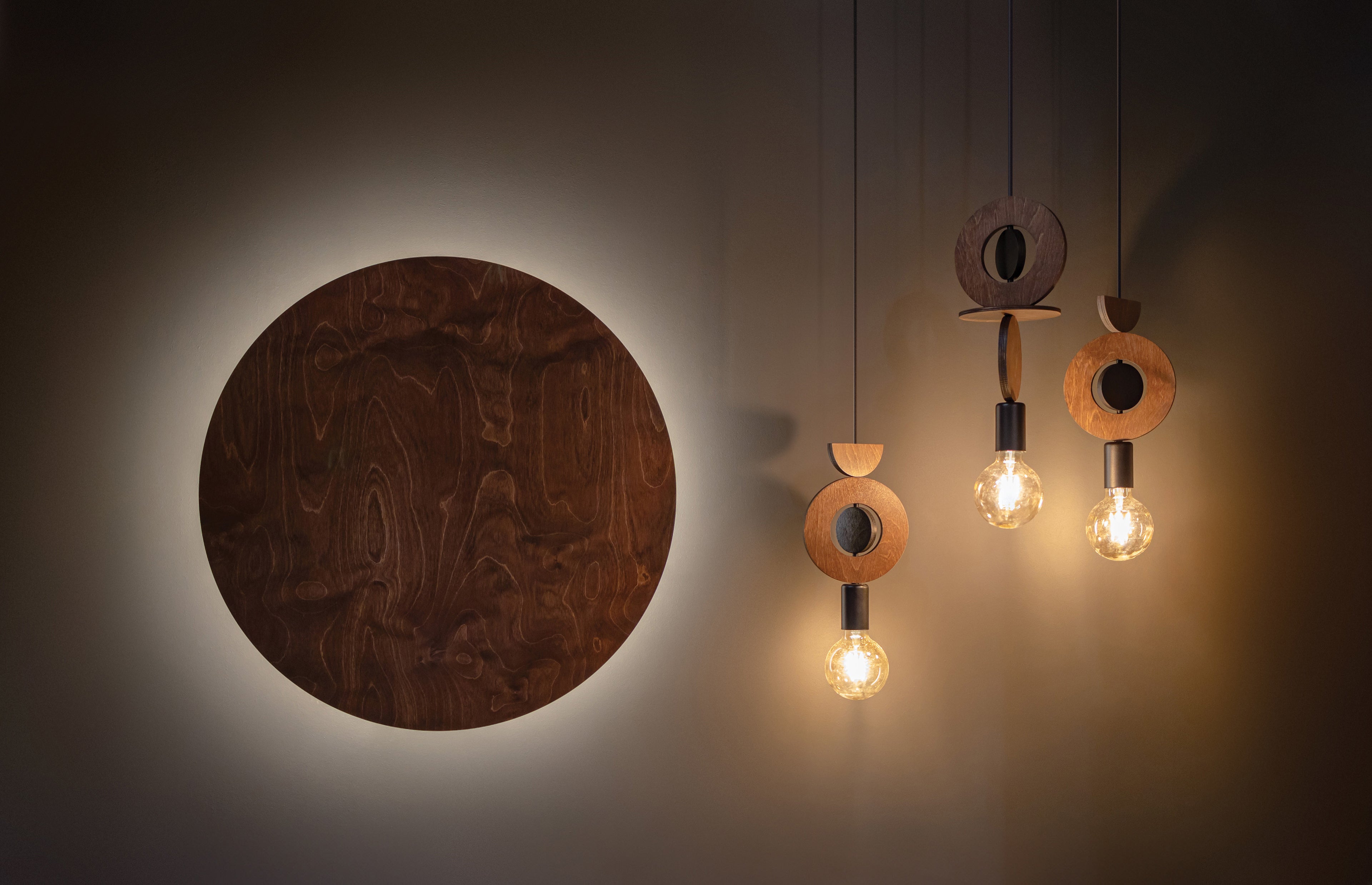 Nowodvorski Kinkiet RING TIMBER LED XXL 22W 50/60Hz - Sklejka - Ciemne drewno