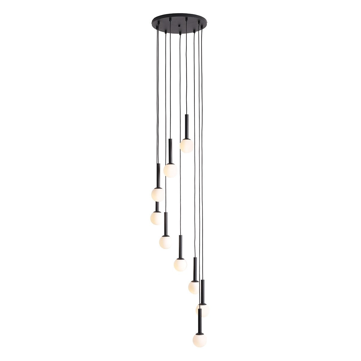 Aldex Lampa Wisząca Riu 9 Ring All Black - Metal / szkło - Czarny 1117N1