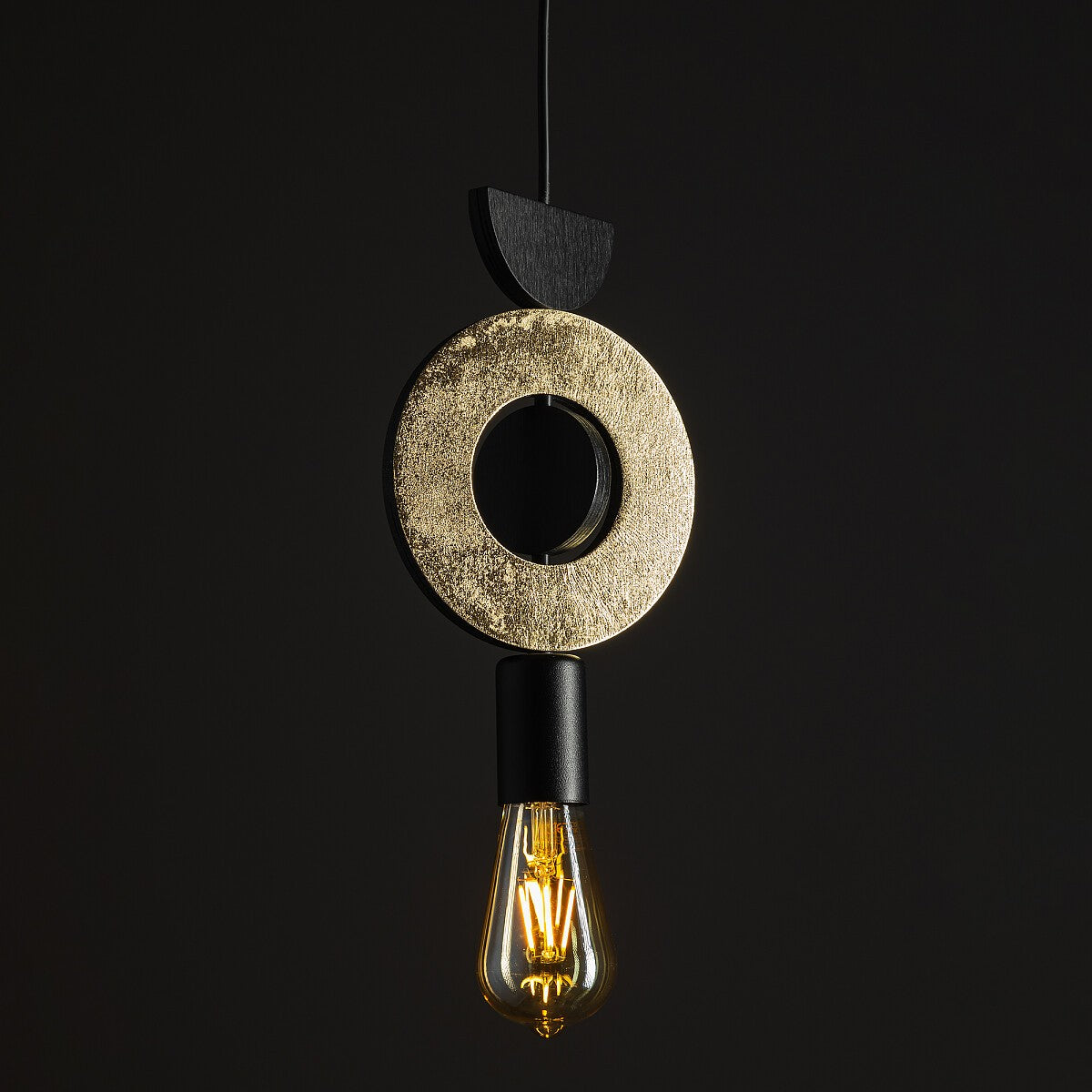 Nowodvorski Lampa wisząca DROPS WOOD F 25W only LED 50/60Hz - Sklejka - Złoty 11180 - lampa włączona