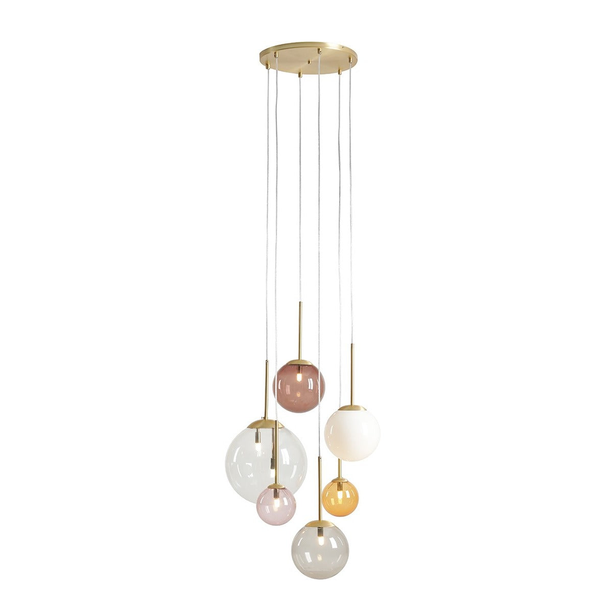 Aldex Lampa Wisząca Bosso 6 Ring Multicolour Żarówka W Zestawie - Metal / szkło - Mosiądz 1119K40_R