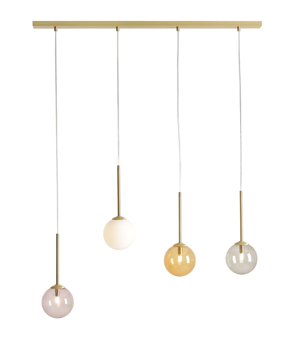 Aldex Lampa Wisząca Bosso 4 Multicolour Żarówki W Zestawie - Metal / szkło - Mosiądz 1119L40