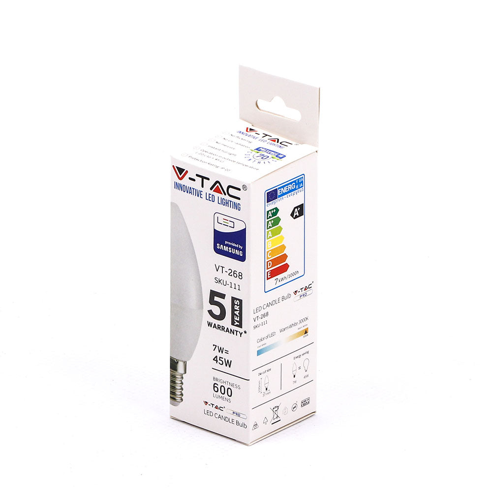 7W C35 Żarówka LED / Chip SAMSUNG / Barwa:4000k / Trzonek:E14
