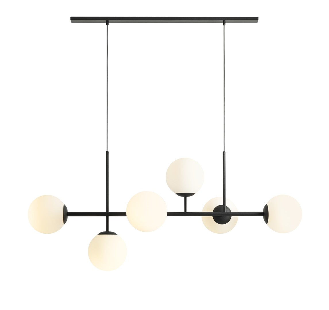 Aldex Lampa Wisząca Fin 6 Black - Metal / szkło - Czarny 1120K1