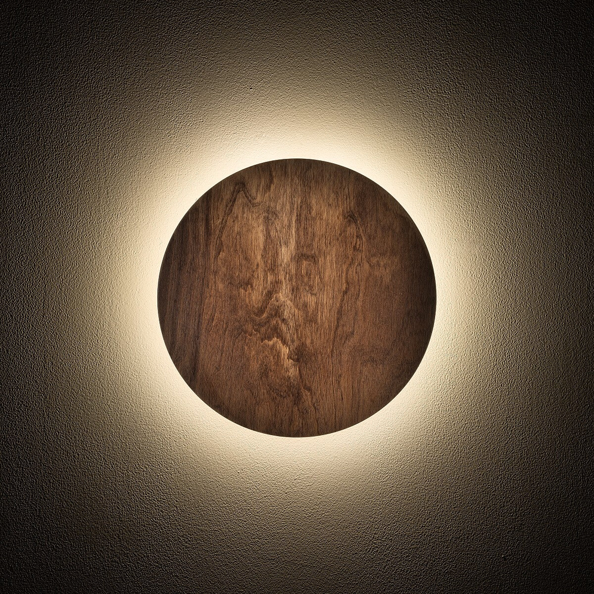 Nowodvorski Kinkiet RING TIMBER LED S 7W 50/60Hz - Sklejka - Ciemne drewno 11288 - lampa włączona