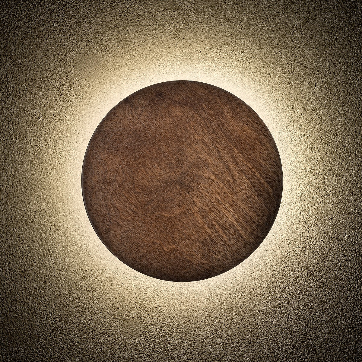 Nowodvorski Kinkiet RING TIMBER LED M 10W 50/60Hz - Sklejka - Ciemne drewno 11290 - lampa włączona