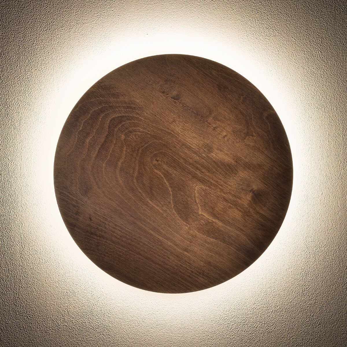 Nowodvorski Kinkiet RING TIMBER LED L 13W 50/60Hz - Sklejka - Ciemne drewno 11291 - lampa włączona
