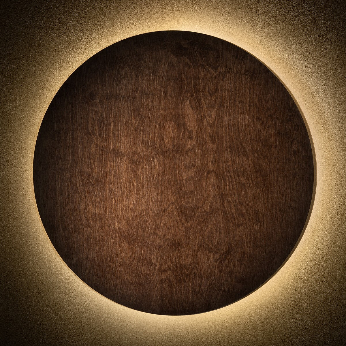 Nowodvorski Kinkiet RING TIMBER LED XL 16W 50/60Hz - Sklejka - Ciemne drewno 11292 - lampa włączona