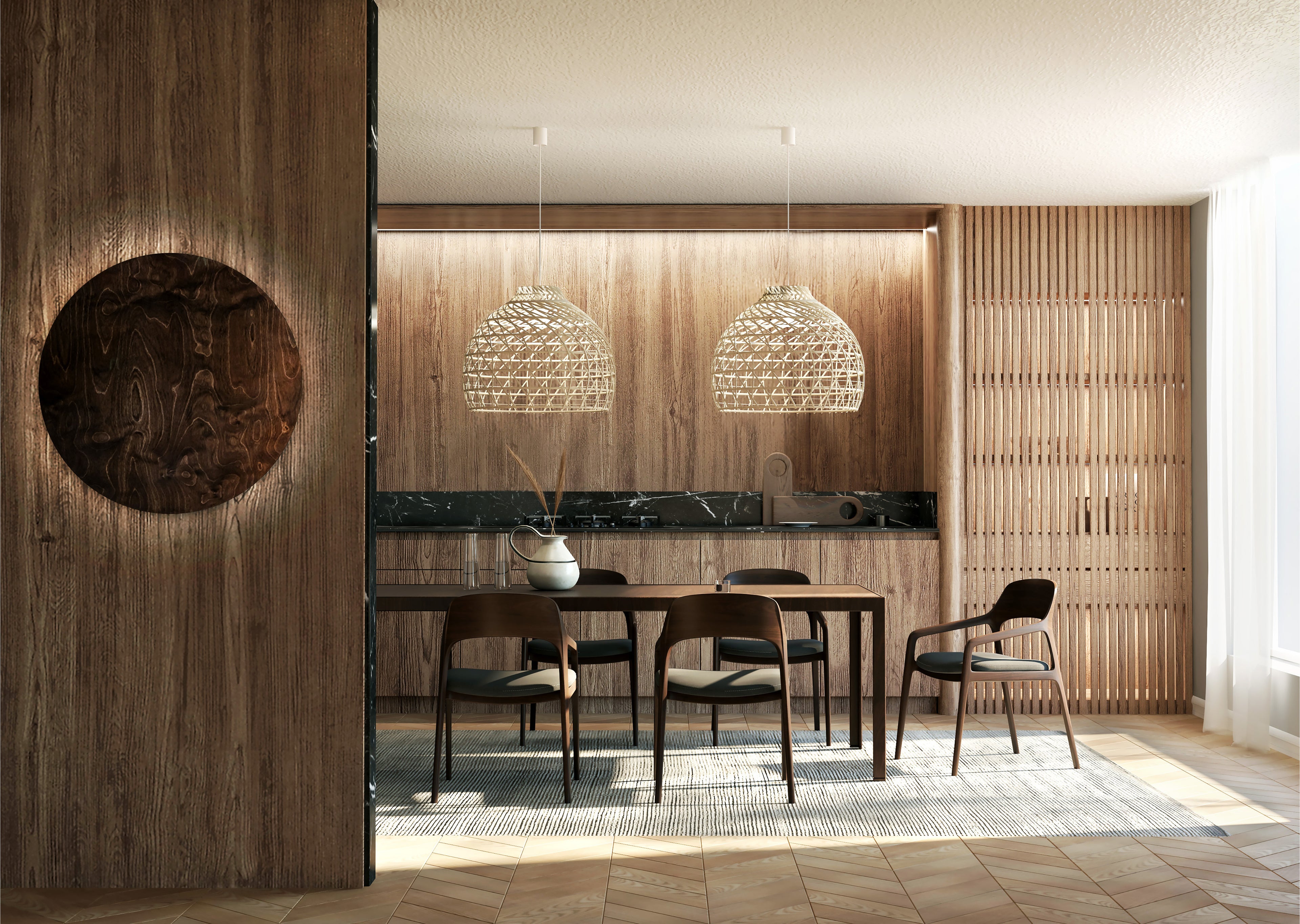 Nowodvorski Kinkiet RING TIMBER LED XL 16W 50/60Hz - Sklejka - Ciemne drewno