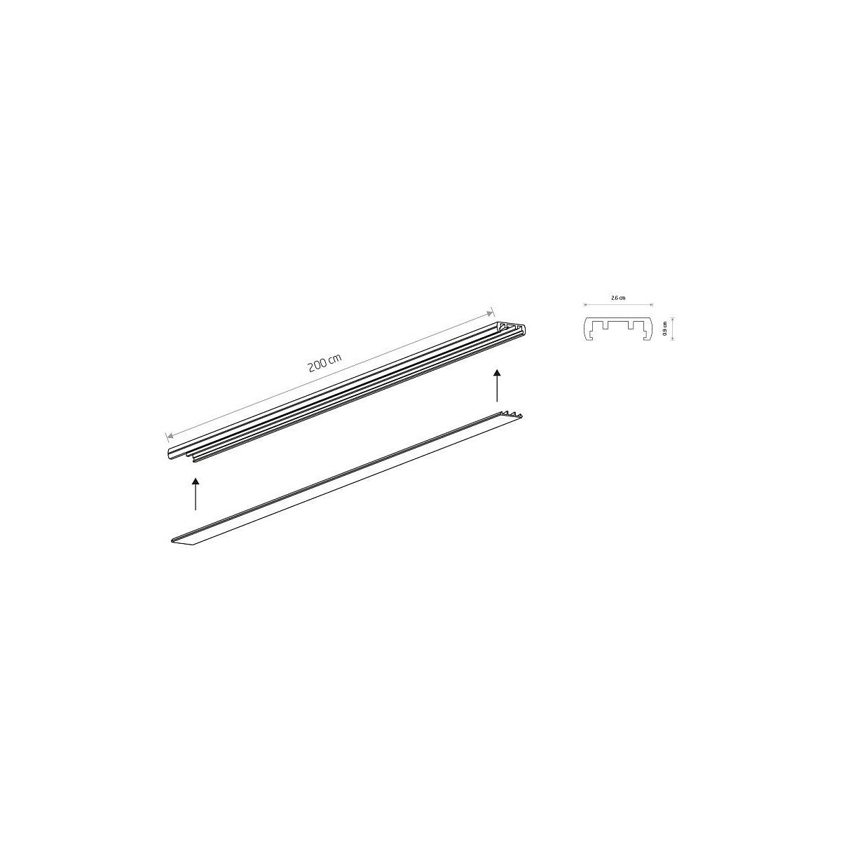 Nowodvorski System szynowy UT-LVM TRACK 2M 1-obwodowy niskonapięciowy 48V UT-LVM Szyna - Aluminium - Czarny 11318