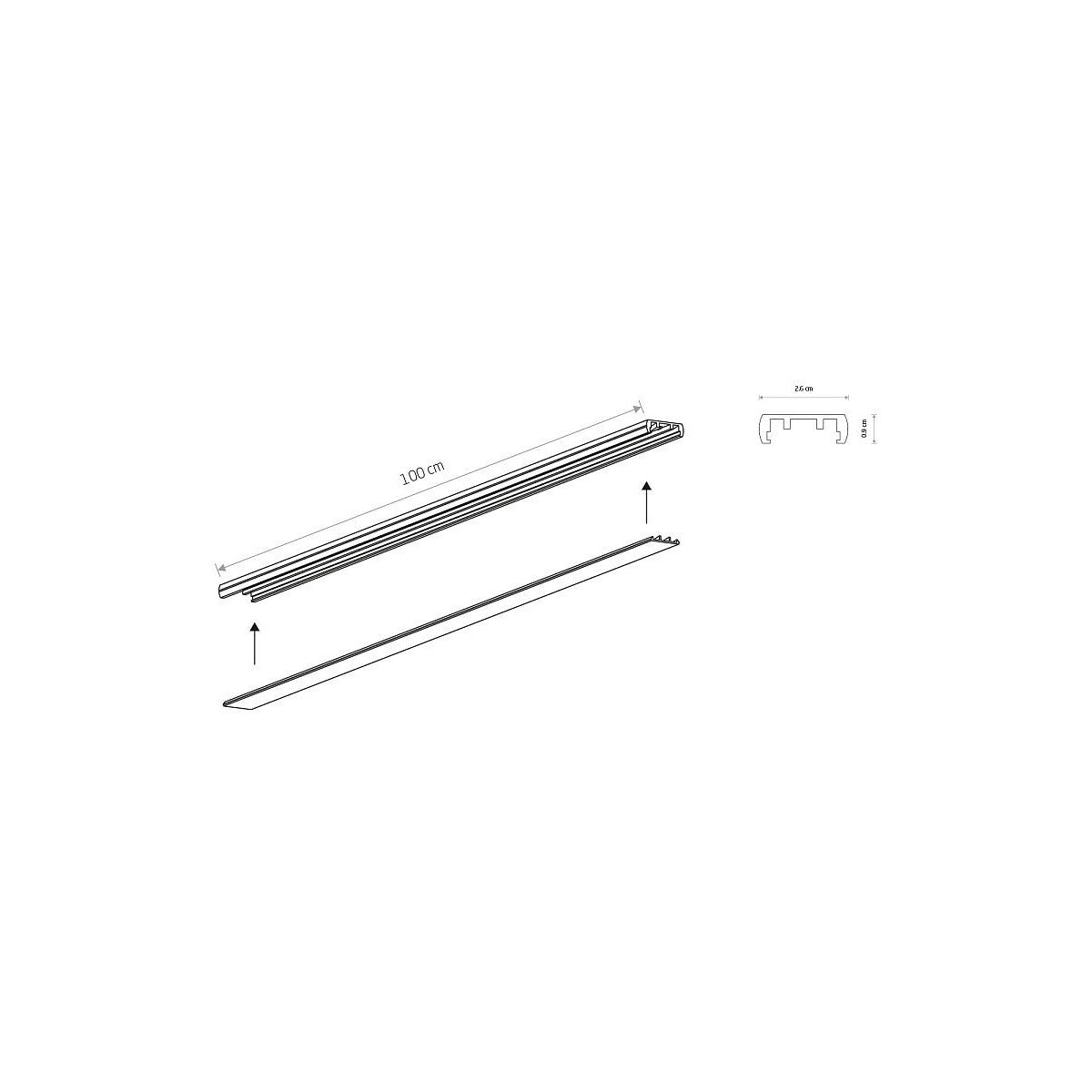 Nowodvorski System szynowy UT-LVM TRACK 1M 1-obwodowy niskonapięciowy 48V UT-LVM Szyna - Aluminium - Czarny 11320
