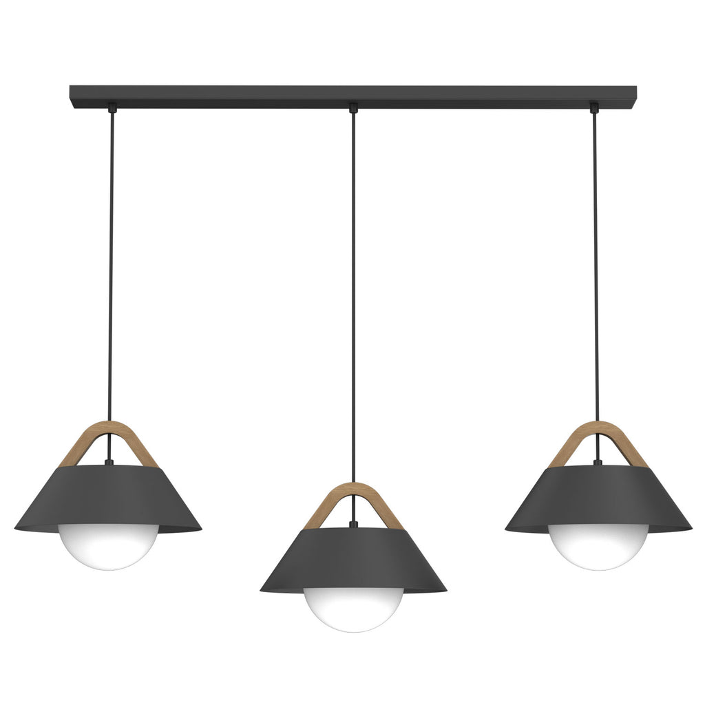 żyrandol Funda line bar 900x80 black/natural wood 3xE27