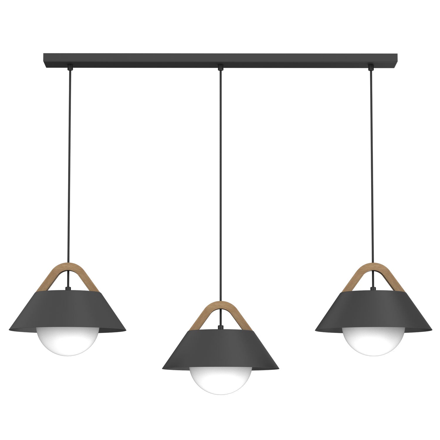 żyrandol Funda line bar 900x80 black/natural wood 3xE27